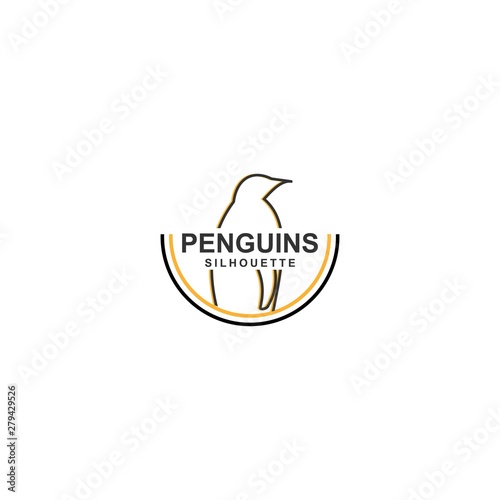 penguin logo template, design vector, animal, silhouette