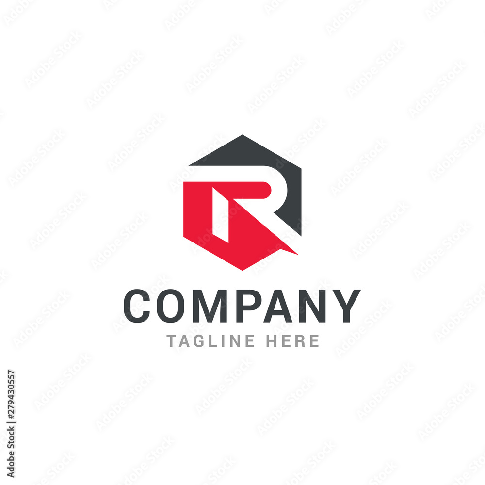 Hexagonal letter r geometric logo design template - Vector Hexagonal letter r geometric logo design template - Vector