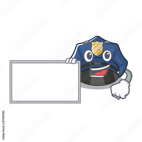 With board police hat isolated in the mascot
