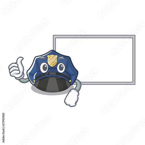 Thumbs up with board police hat isolated in the mascot