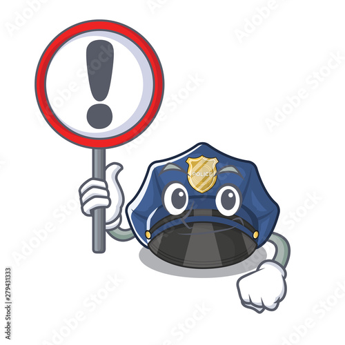 With sign police hat isolated in the mascot