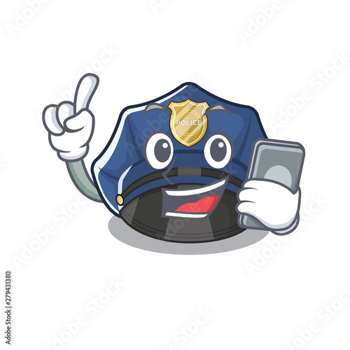 With phone police hat isolated in the mascot