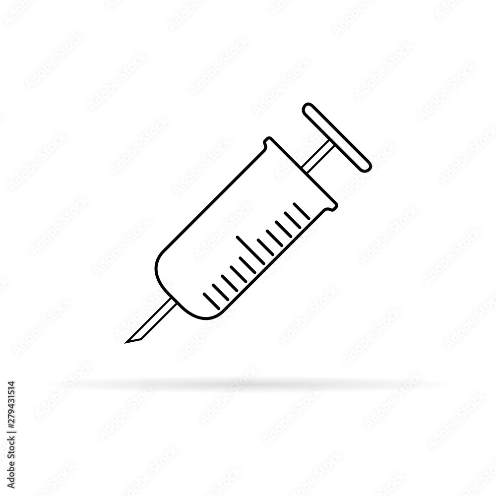 medical syringe icon, black line icon, vector illustration medical syringe icon, black line icon, vector illustration