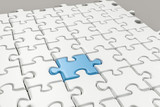 Blank puzzles arranged neatly with white background, 3d rendering.