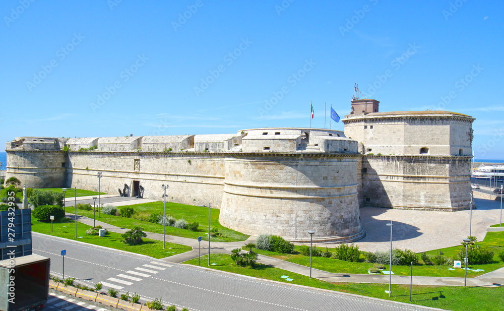 Historic Fort Michelangelo at Civitavecchia, Cruise and Industrial Port of Rome. Italy