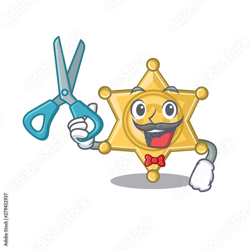 Barber star badge police isolated in mascot