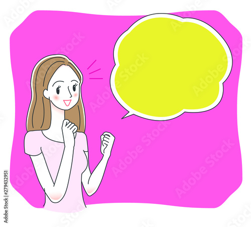 ガッツポーズをする女性のイラスト