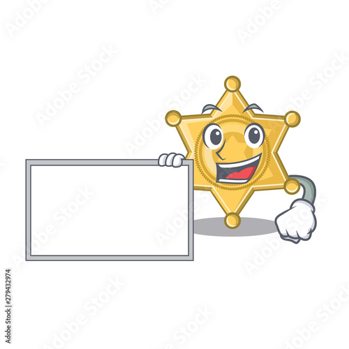 With board star badge police isolated in mascot