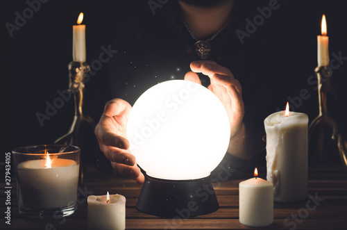 Slika na platnu Divination from a crystal ball, clairvoyance