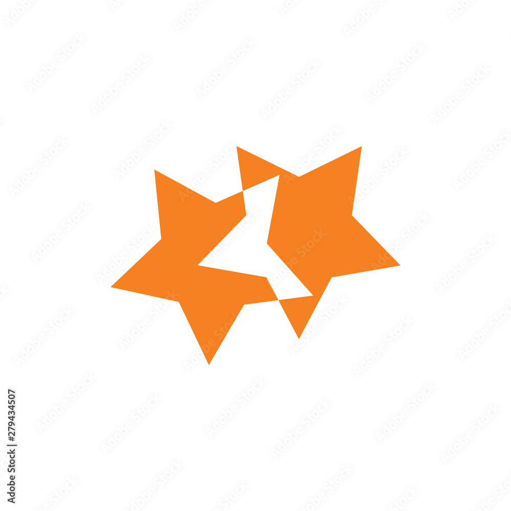 linked geometric two star symbol logo vector linked geometric two star symbol logo vector