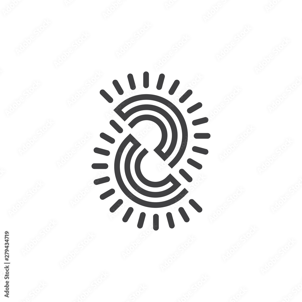 letter cc sun geometric line logo vector letter cc sun geometric line logo vector