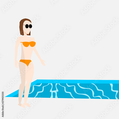 Frau am Pool
