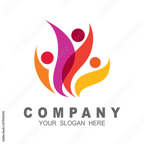 Charity logo, people care logo design template, fire and human logo, family icon