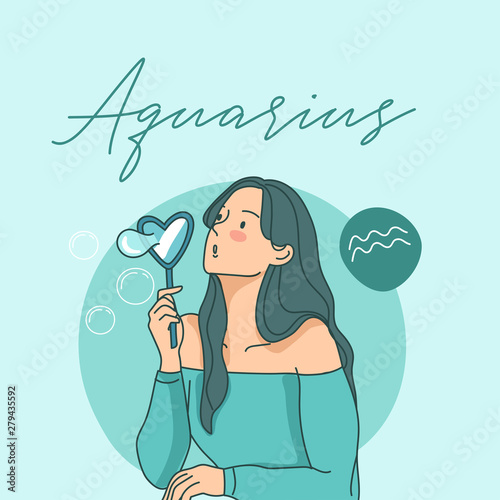 Pretty girl with horoscope sign on pastel background :Vector Illustration