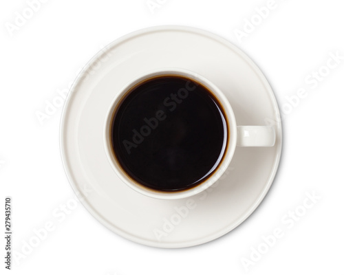 coffee cup top view isolated on white background. with clipping path.