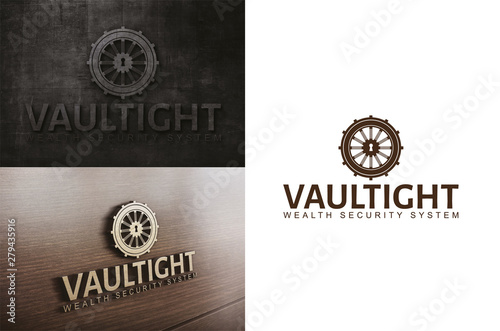 logo with vault, safety and security concept