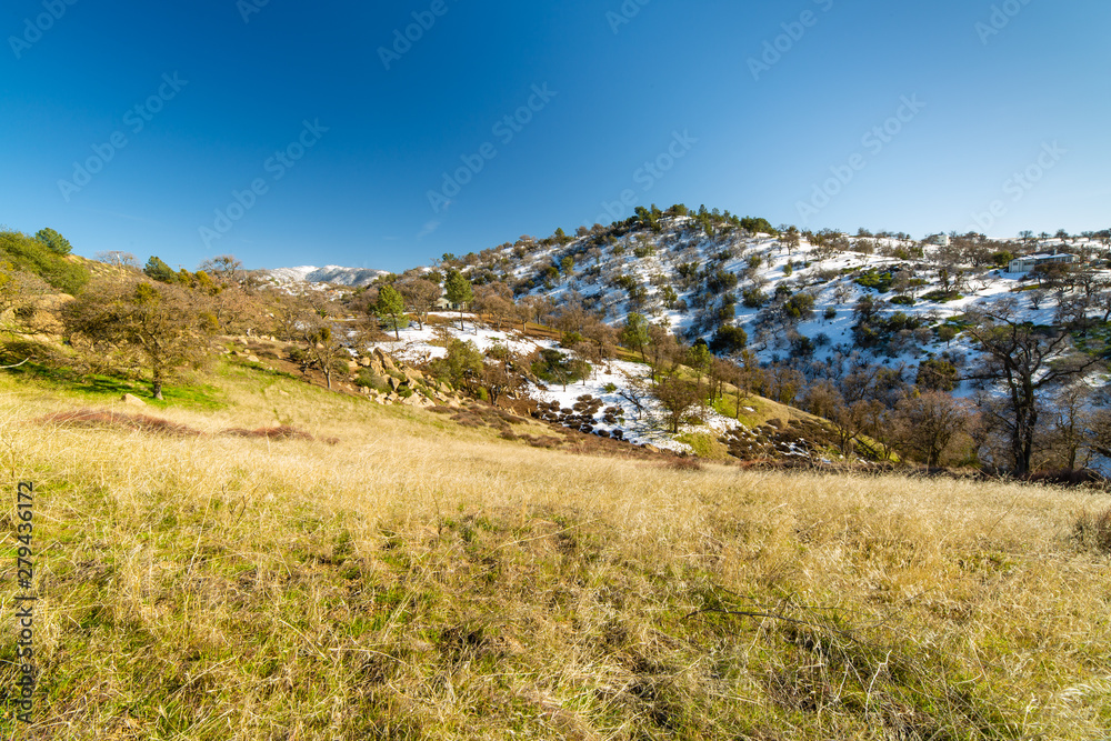 Landanscape with snowing mountain