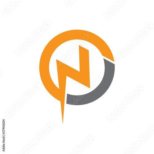 Free Download letter n thunder shape geometric logo vector - GFXLoad