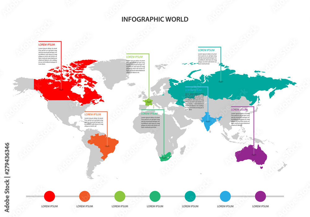 world map infographic, world map information