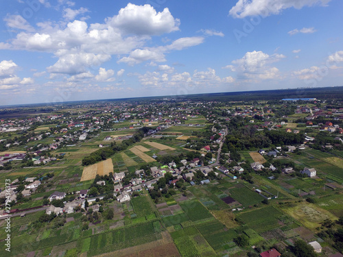 Aerial view of the Saburb landscape (drone image).Kiev Region