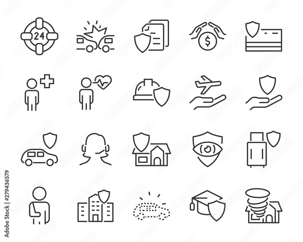 set of insurance icons, such as service, health insurance, help, risk set of insurance icons, such as service, health insurance, help, risk