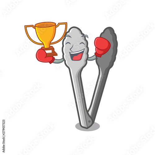 Boxing winner character tongs on the kitchen table