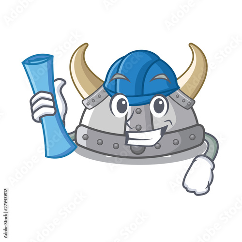 Architect viking helmet in the cartoon shape