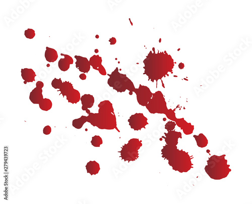 Fototapeta Naklejka Na Ścianę i Meble -  Dripping blood or red paint isolated on white background. Halloween concept, ink splatter illustration.