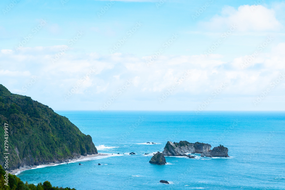 The scenic view of western coastal road at New  Zealand
