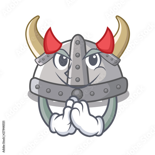 Devil viking helmet toys on mascot table