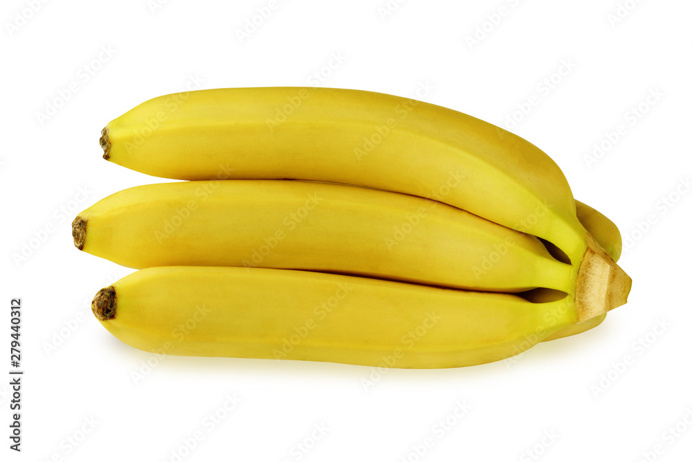 ripe bananas isolated on white background.