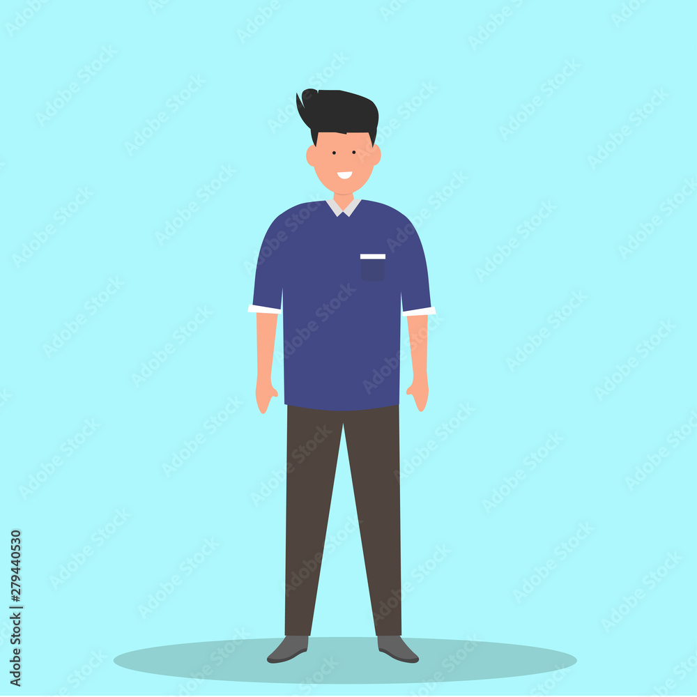  Casual man character,  Flat style vector illustration isolated  background.