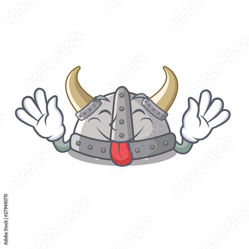 Tongue out viking helmet in the a cartoon