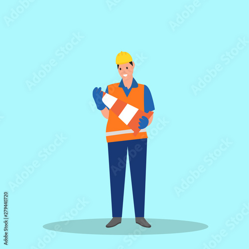 technician and workers of different professions. Labor Day. Vector illustration in cartoon style