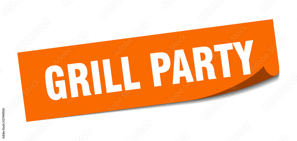 grill party sticker. grill party square isolated sign. grill party grill party sticker. grill party square isolated sign. grill party