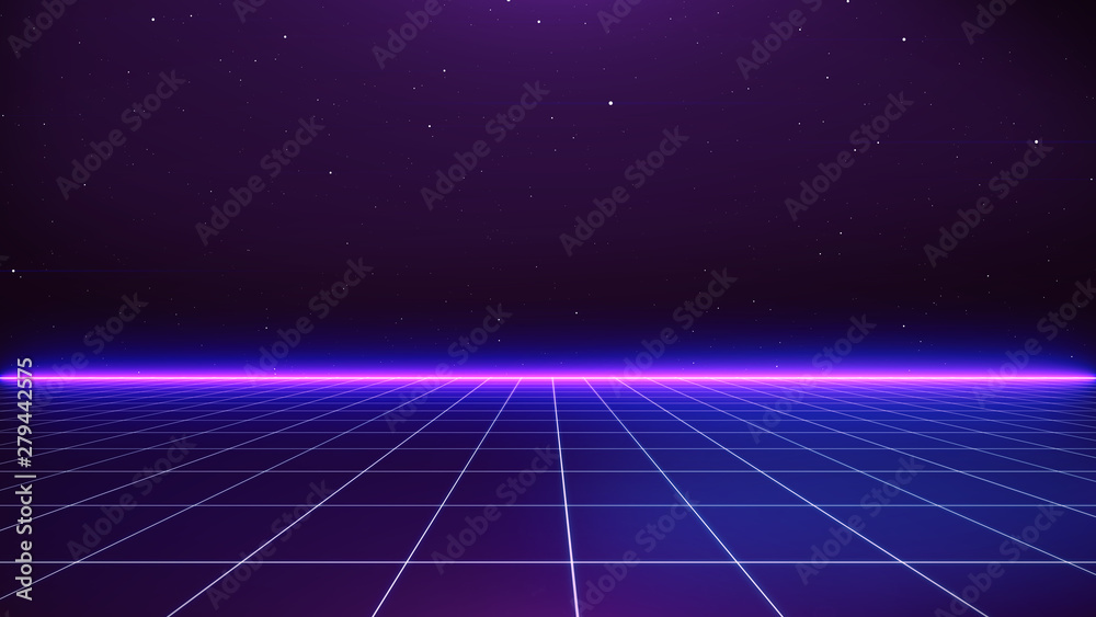 Retro Sci-Fi Background Futuristic landscape of the 80`s. Digital Cyber Surface. Suitable for design in the style of the 1980`s Retro Sci-Fi Background Futuristic landscape of the 80`s. Digital Cyber Surface. Suitable for design in the style of the 1980`s