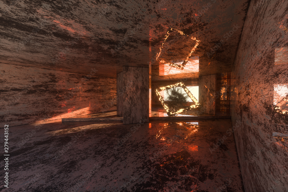 The dark abandoned room, creative architectural construction, 3d rendering. The dark abandoned room, creative architectural construction, 3d rendering.