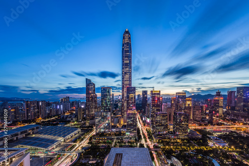 Fototapeta Naklejka Na Ścianę i Meble -  China Guangdong Shenzhen city skyline night view