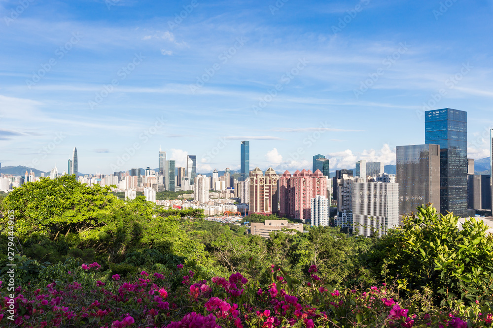 Fototapeta premium Lianhuashan Park, Shenzhen, Guangdong, China, overlooking the Civic Center