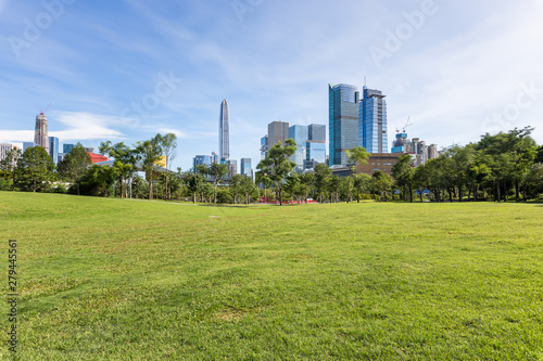 Lianhuashan Park in Shenzhen, Guangdong Province and the Civic Center in the distance
