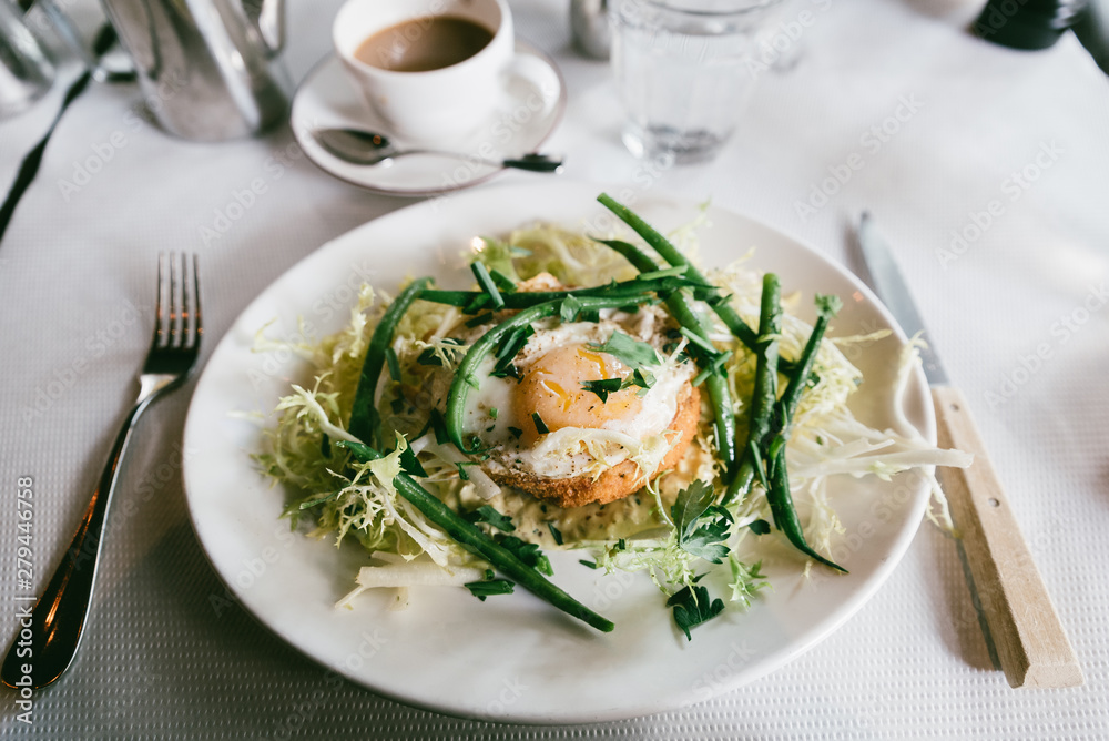 clean and healthy brunch with eggs 