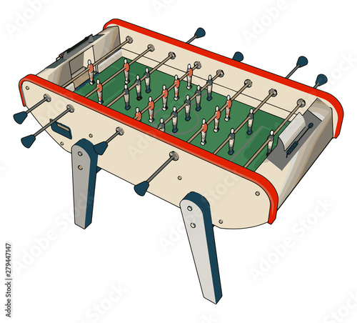 Table football toy, illustration, vector on white background.