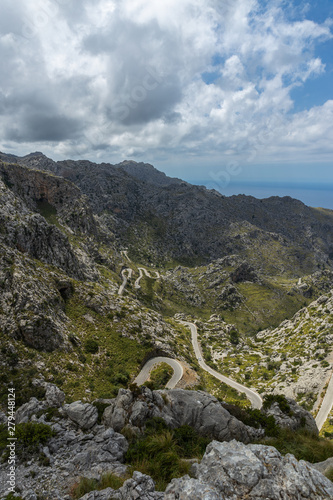 Winding highway in the mountains of Sierra de Tramuntana, Mallorca