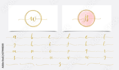 Feminine Floral letters logo design template - Vector
