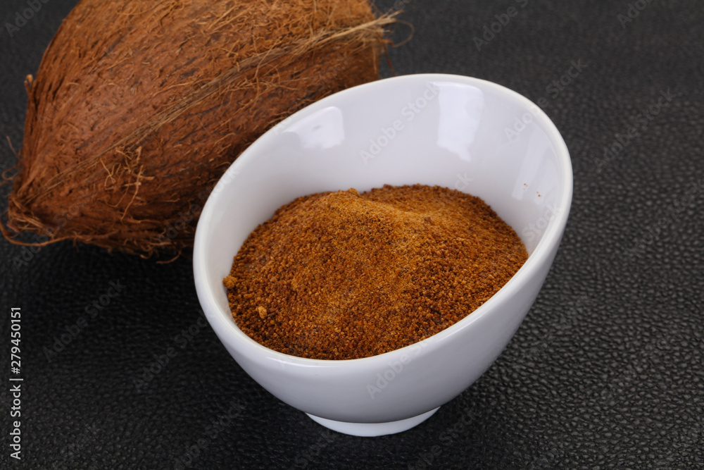 Coconut brown sugar in the bowl Coconut brown sugar in the bowl