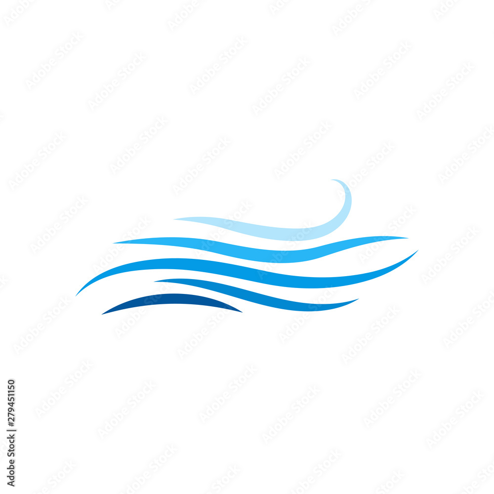 Fototapeta premium Blue wave icon object isolated water concept vector background