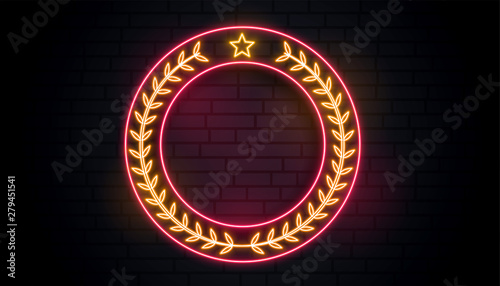 neon laurel wreath sign background