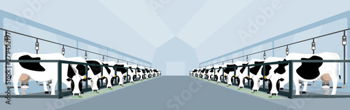 Modern dairy farm with automatic milking. Smart farming. Vector illustration EPS 10