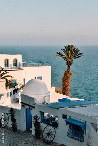 Sunset view of Sidi Bou Said, Africa, North Africa, Tunisia, Sidi Bou Said photo