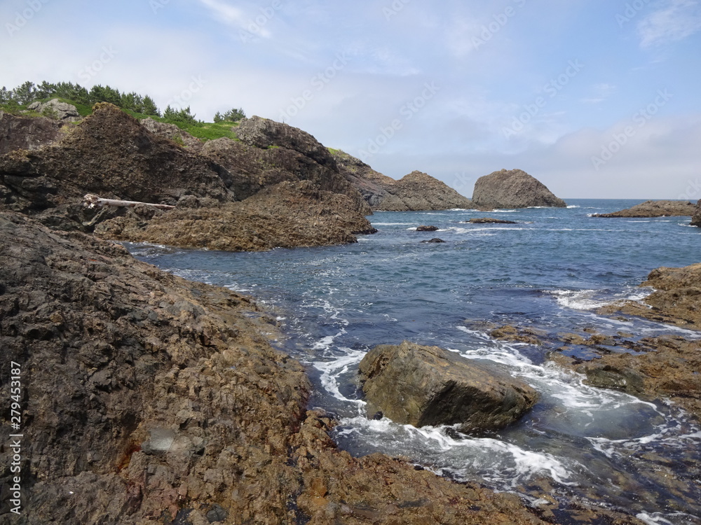 Landscape with ocean and rocks in Hachinohe City, Japan